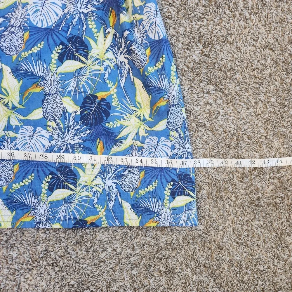 NEW Avara One Shoulder Maxi Dress Women's M Blue Tropical Pineapple Ruffle Trim - Picture 8 of 10